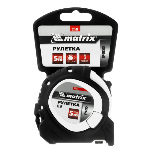 Рулетка Neon,5 м x 19 мм,обрезиненный корпус,3 фиксации,Pro Matrix по ценам производителя в Краснодаре с доставкой по всей России