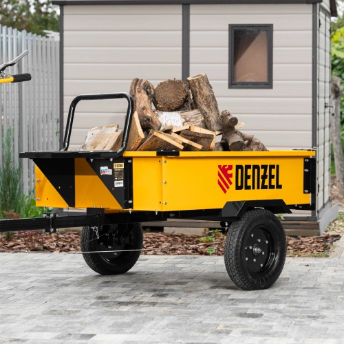 Прицеп для мотоблока TT-500, оцинк., груз. 500 кг, рег. сцепка, колеса 4.00-10, в упаковке Denzel по ценам производителя в Краснодаре с доставкой по всей России