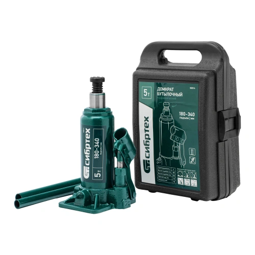 Домкрат гидравлический бутылочный, 5 т, 180-340 мм, в пласт. кейсе Сибртех по ценам производителя в Краснодаре с доставкой по всей России