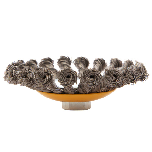 Щетка для УШМ, 125 мм, "Тарелка", крученая нержавеющая проволока 0.5 мм, М14 Denzel по ценам производителя в Краснодаре с доставкой по всей России