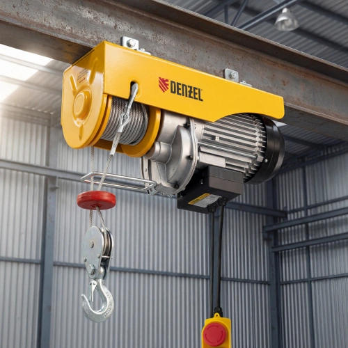 Тельфер электрический TF-500, 0.5 т, 1020 Вт, высота 12 м, 10 м/мин Denzel по ценам производителя в Краснодаре с доставкой по всей России
