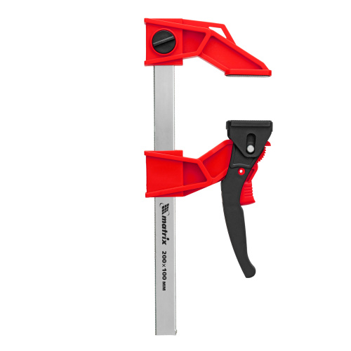 Струбцина реечная быстрозажимная, усиленная, пластиковый корпус рычажно-храповой механизм, 200 х 100 х 351 мм, штанга 5 х 22 мм Matrix по ценам производителя в Краснодаре с доставкой по всей России