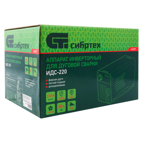 Аппарат инверторный дуговой сварки ИДС-220, 220 А, ПВ 80%, диаметр электрода 1.6-5 мм Сибртех по ценам производителя в Краснодаре с доставкой по всей России