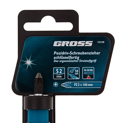 Отвертка PZ2 x 100 мм, S2, трехкомпонентная ручка Gross по ценам производителя в Краснодаре с доставкой по всей России