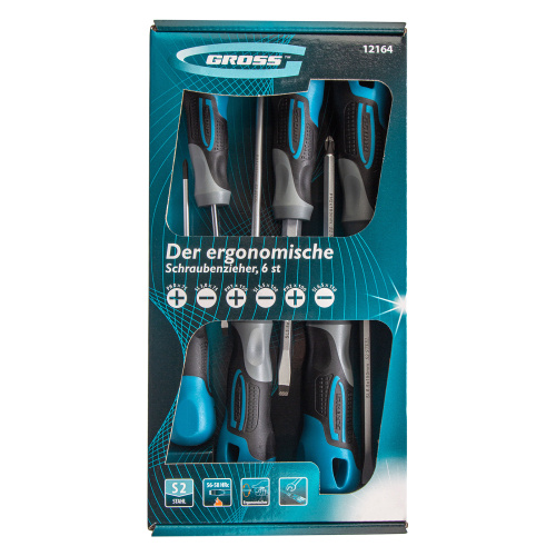 Набор отверток 6 шт, S2, трехкомпонентная рукоятка Gross по ценам производителя в Краснодаре с доставкой по всей России