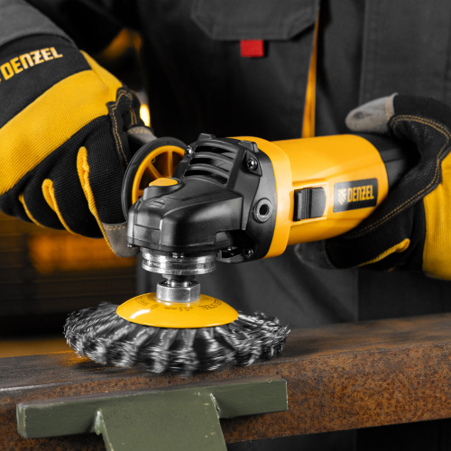 Щетка для УШМ, 125 мм, "Тарелка", крученая нержавеющая проволока 0.5 мм, М14 Denzel по ценам производителя в Краснодаре с доставкой по всей России