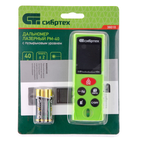 Лазерный дальномер PM-40,40 м,с пузырьковым уровнем Сибртех по ценам производителя в Краснодаре с доставкой по всей России