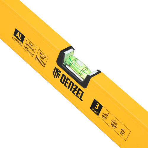 Уровень алюминиевый, магнит, фрезерованный, 3 глазка (1 зеркал.) 0,5 мм/м, 1000 мм Denzel по ценам производителя в Краснодаре с доставкой по всей России