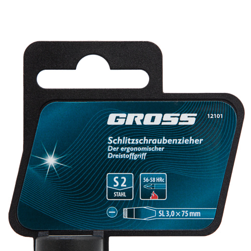 Отвертка SL3 x 75 мм, S2, трехкомпонентная рукоятка Gross по ценам производителя в Краснодаре с доставкой по всей России