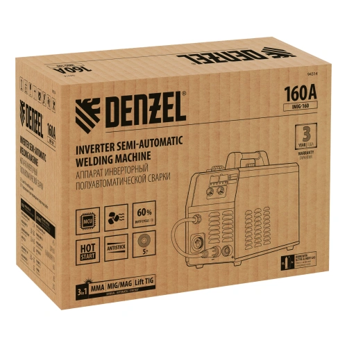 Аппарат инвертор. полуавтомат. cварки IMIG-160 Synergy, 160 А, ПВ 60%, катушка 5 кг Denzel по ценам производителя в Краснодаре с доставкой по всей России
