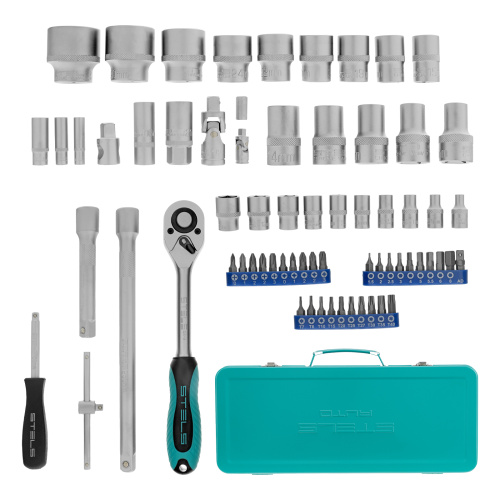 Набор торцевых головок с трещоткой, 1/2" и 1/4", 68 предметов Stels по ценам производителя в Краснодаре с доставкой по всей России