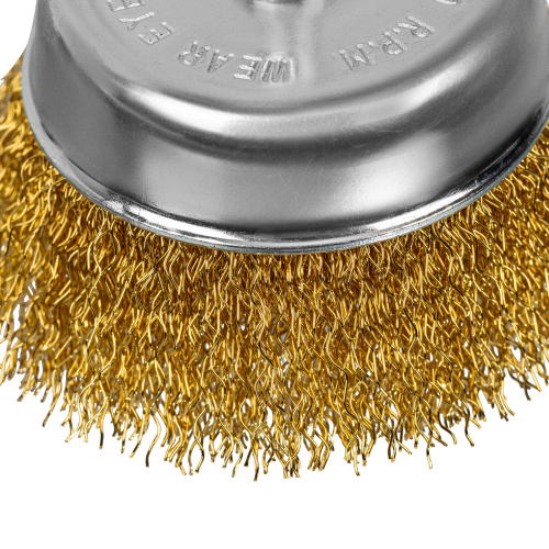 Щетка для дрели, 75 мм, "чашка" со шпилькой, латунированная витая проволока Matrix по ценам производителя в Краснодаре с доставкой по всей России