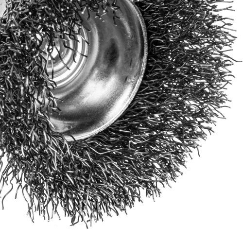 Набор щеток для дрели, 2 Плоские 50-75мм, 3 Чашки 25-50-75мм, шпилька,  нерж.вит. проволока Denzel по ценам производителя в Краснодаре с доставкой по всей России