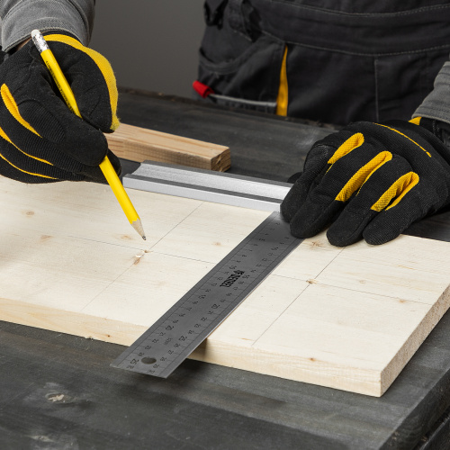 Угольник стальной 300 мм, нержавеющая сталь, градуировка, алюминиевое основание Denzel по ценам производителя в Краснодаре с доставкой по всей России