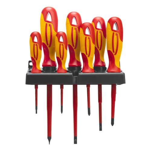 Набор отверток диэлектрических до 1000 В, 8 шт, тестер, CrMo, двухкомпонентные рукоятки Gross по ценам производителя в Краснодаре с доставкой по всей России