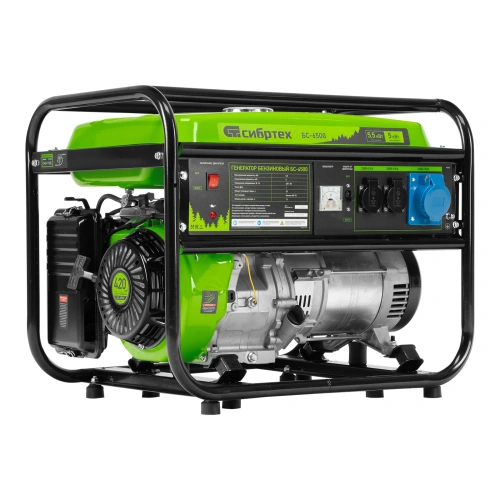 Генератор бензиновый БС-6500, 5.5 кВт, 230В, четырехтактный, 25 л, ручной стартер Сибртех по ценам производителя в Краснодаре с доставкой по всей России
