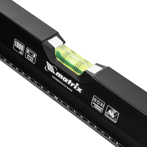 Уровень алюминиевый, усиленный, фрезерованный, 3 глазка, двухкомпонентные рукоятки, 1000 мм Matrix по ценам производителя в Краснодаре с доставкой по всей России