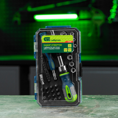 Отвертки реверсивные с набором бит и торцевыми головками, 41 шт, CrV Сибртех по ценам производителя в Краснодаре с доставкой по всей России