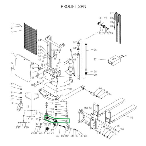 Цепь поворотного колеса в сборе с натяжителем для штабелеров SPN по ценам производителя в Краснодаре с доставкой по всей России