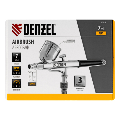 Аэрограф с верхним бачком AB1, 0.2/0.3/0.5 мм, 7 мл, 9 л/мин Denzel по ценам производителя в Краснодаре с доставкой по всей России