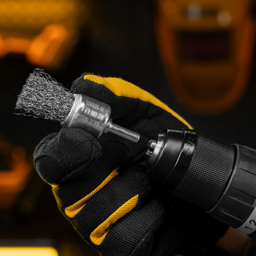 Набор щеток для дрели, 1 Плоская 50мм, 2 Чашки 25-50мм, шпилька, нерж. вит. проволока Denzel по ценам производителя в Краснодаре с доставкой по всей России