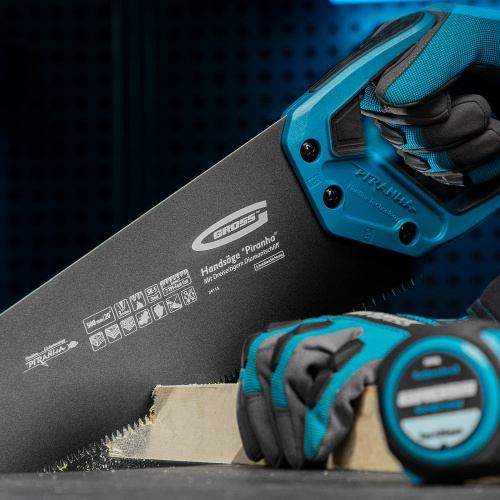 Ножовка по дереву "PIRANHA", 500 мм, 7 TPI, 3D-зуб, тефлоновое покрытие полотна, двухкомпонентная рукоятка Gross по ценам производителя в Краснодаре с доставкой по всей России