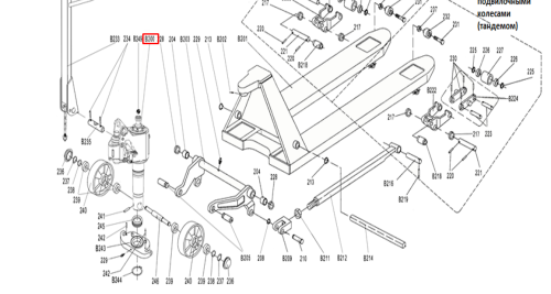 Гидроузел в сборе для тележек гидравлических RHP(BF) шток 35 мм (сталь) (Oil pump Assembly, B200) по ценам производителя в Краснодаре с доставкой по всей России