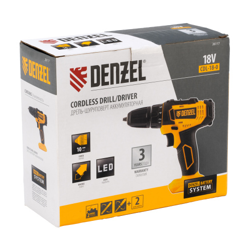 Дрель-шуруповерт аккумуляторная CDL-18-0, Li-Ion, 18 В Denzel по ценам производителя в Краснодаре с доставкой по всей России