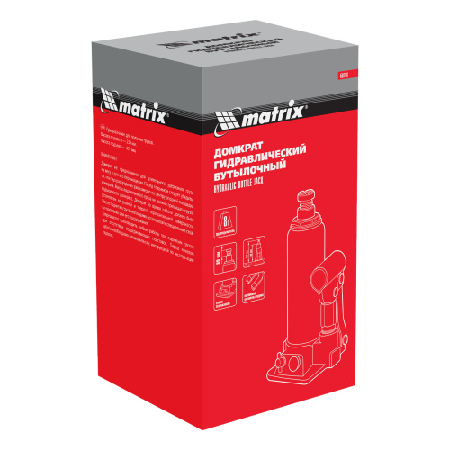 Домкрат гидравлический бутылочный, 8 т, h подъема 230-457 мм Matrix по ценам производителя в Краснодаре с доставкой по всей России