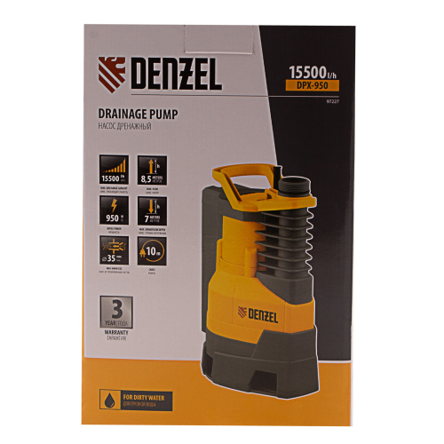 Дренажный насос DPХ950, Х-Pro, 950 Вт, подъем 8.5 м, 15500 л/ч Denzel по ценам производителя в Краснодаре с доставкой по всей России