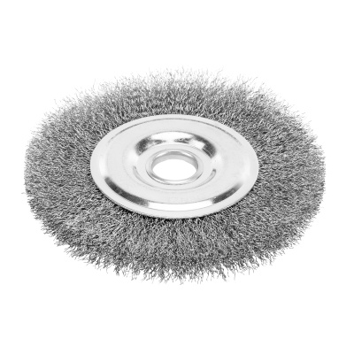 Щетка для УШМ, 150 мм, "Плоская", витая нержавеющая проволока 0.3 мм, посадка 22.2 мм Denzel по ценам производителя в Краснодаре с доставкой по всей России