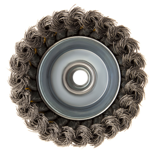 Щетка для УШМ, 100 мм, "Чашка", крученая нержавеющая проволока 0.5 мм, М14 Denzel по ценам производителя в Краснодаре с доставкой по всей России