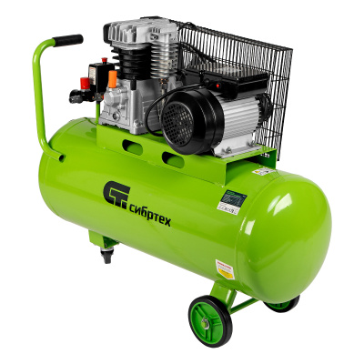 Компрессор воздушный КР-2200/100, 2.2 кВт, 350 л/мин, 100 л, ременной привод, масляный Сибртех по ценам производителя в Краснодаре с доставкой по всей России