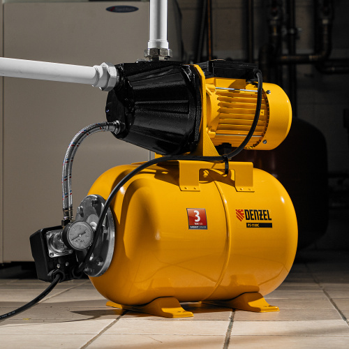 Насосная станция PS1100С, 1100 Вт, 4500 л/ч, ресивер 24 л, подъем 46 м, чугун Denzel по ценам производителя в Краснодаре с доставкой по всей России