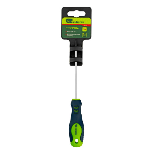 Отвертка, PH0 х 100 мм, CrV, двухкомпонентная рукоятка Сибртех по ценам производителя в Краснодаре с доставкой по всей России