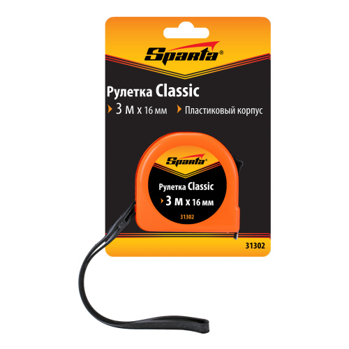 Рулетка Classic,3 м х 16 мм,пластиковый корпус Sparta по ценам производителя в Краснодаре с доставкой по всей России