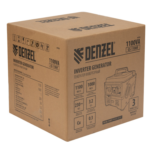 Генератор инверторный GS-1100iF, 1,1 кВт, 230 В, ручной старт DENZEL по ценам производителя в Краснодаре с доставкой по всей России
