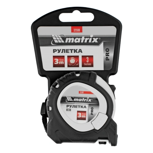 Рулетка Neon,3 м x 16 мм,обрезиненный корпус,3 фиксации,Pro Matrix по ценам производителя в Краснодаре с доставкой по всей России