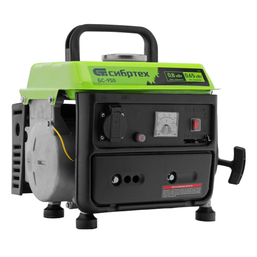 Генератор бензиновый БС-950, 0.8 кВт, 230 В, 2-х тактный, 4 л, ручной стартер Сибртех по ценам производителя в Краснодаре с доставкой по всей России