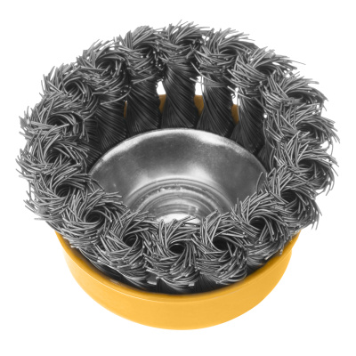 Щетка для УШМ, 75 мм, "Чашка", крученая нержавеющая проволока 0.5 мм, М14 Denzel по ценам производителя в Краснодаре с доставкой по всей России