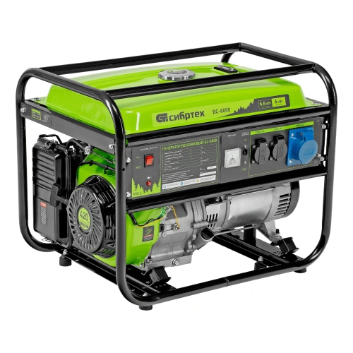 Генератор бензиновый БС-8000, 6,6 кВт, 230В, четырехтактный, 25 л, ручной стартер Сибртех по ценам производителя в Краснодаре с доставкой по всей России