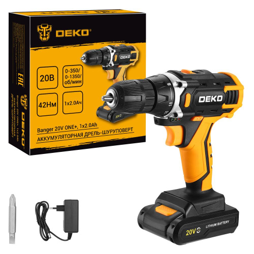 Аккумуляторная дрель-шуруповерт DEKO Banger 20V ONE+, 1x2.0Ач по ценам производителя в Краснодаре с доставкой по всей России