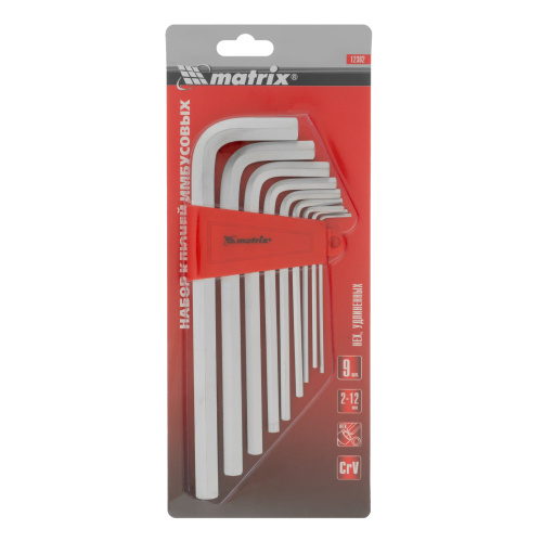 Набор ключей имбусовых HEX, 2-12 мм, CrV, 9 шт, удлиненныее с сатинированным покрытием Matrix по ценам производителя в Краснодаре с доставкой по всей России
