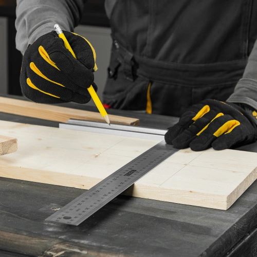 Угольник стальной 400 мм, нержавеющая сталь, градуировка, алюминиевое основание Denzel по ценам производителя в Краснодаре с доставкой по всей России