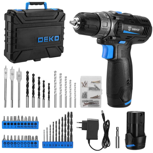 Аккумуляторная дрель-шуруповерт DEKO DKCD12 в кейсе + набор инструментов 92 шт, 12В, 2х2.0 Ач по ценам производителя в Краснодаре с доставкой по всей России