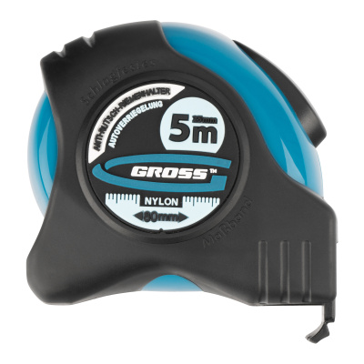 Рулетка "Schlagfest",5 м x 25 мм,магнитный обрезиненный зацеп,двусторонняя шкала,Нейлоновое покрытие,автоматическая фиксация Gross по ценам производителя в Краснодаре с доставкой по всей России