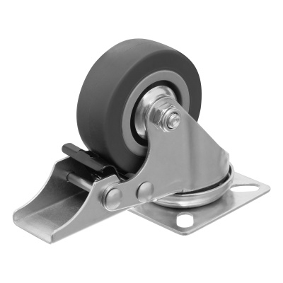 Колесо поворотное с тормозом D 50 мм, крепление  платформенное Сибртех по ценам производителя в Краснодаре с доставкой по всей России