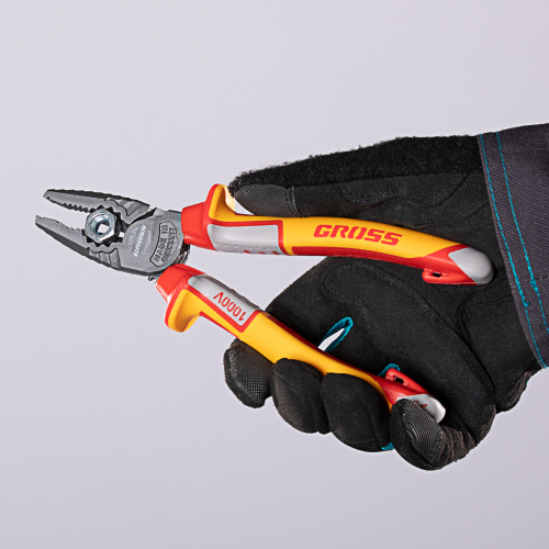 Плоскогубцы комбинированные, диэлектрические трехкомпонентные рукоятки до 1000 В, 180 мм Gross по ценам производителя в Краснодаре с доставкой по всей России