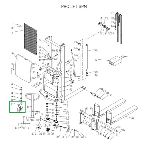 Поворотная опора для поворотных колес для штабелеров SPN (в сборе с колесом) по ценам производителя в Краснодаре с доставкой по всей России