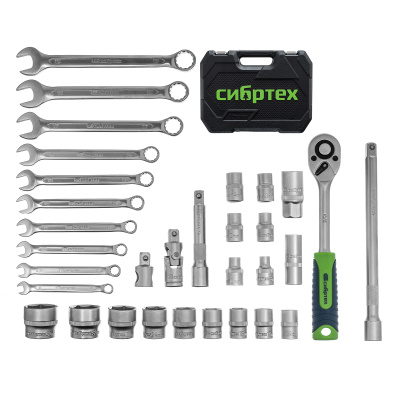 Набор инструментов, 1/2", пластиковый кейс, 32 предмета// Сибртех по ценам производителя в Краснодаре с доставкой по всей России